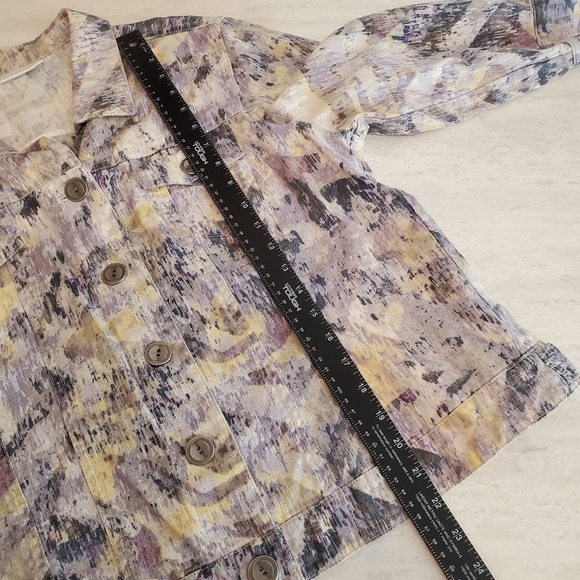 Chico's Jacket large Purple Pastel Spring Button Up 3/4 sleeves Lightweight - Picture 6 of 16